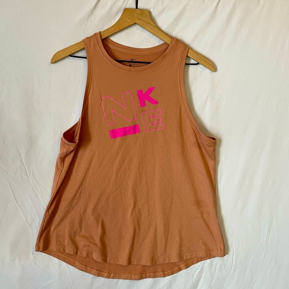 Nike Tops - Nike Tank Top Women’s Large Dri Fit in Pink with Logo Sleeveless